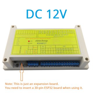 ES30F27 12V 28CH 8DI-8DO-7ADC RS485 I2C SPI Multifunction Bus ESP32 Expansion Board 2.4G Wifi Relay DIY for Arduino MQTT ESPhome IOT