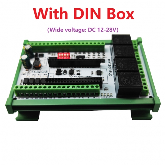 ES32G15 Din Rail WIFI RS485 Remote IO Control Board ESP32-DevKitC Base Plate NTC AI AO DI DO Multi-function Development Board for Arduino PLC