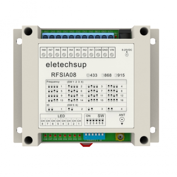 RFSIA08 for RFSOB08 433MHz Lora Transmitter with Feedback Switch Quantity IO Wireless Remote Transmission Industrial Motor Remote Controller